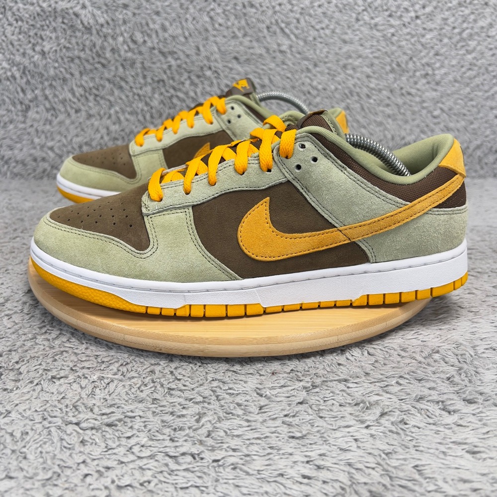 Nike Dunk Low SE Dusty Olive Pro Gold Suede Sneakers DH5360-300 Mens 10.5